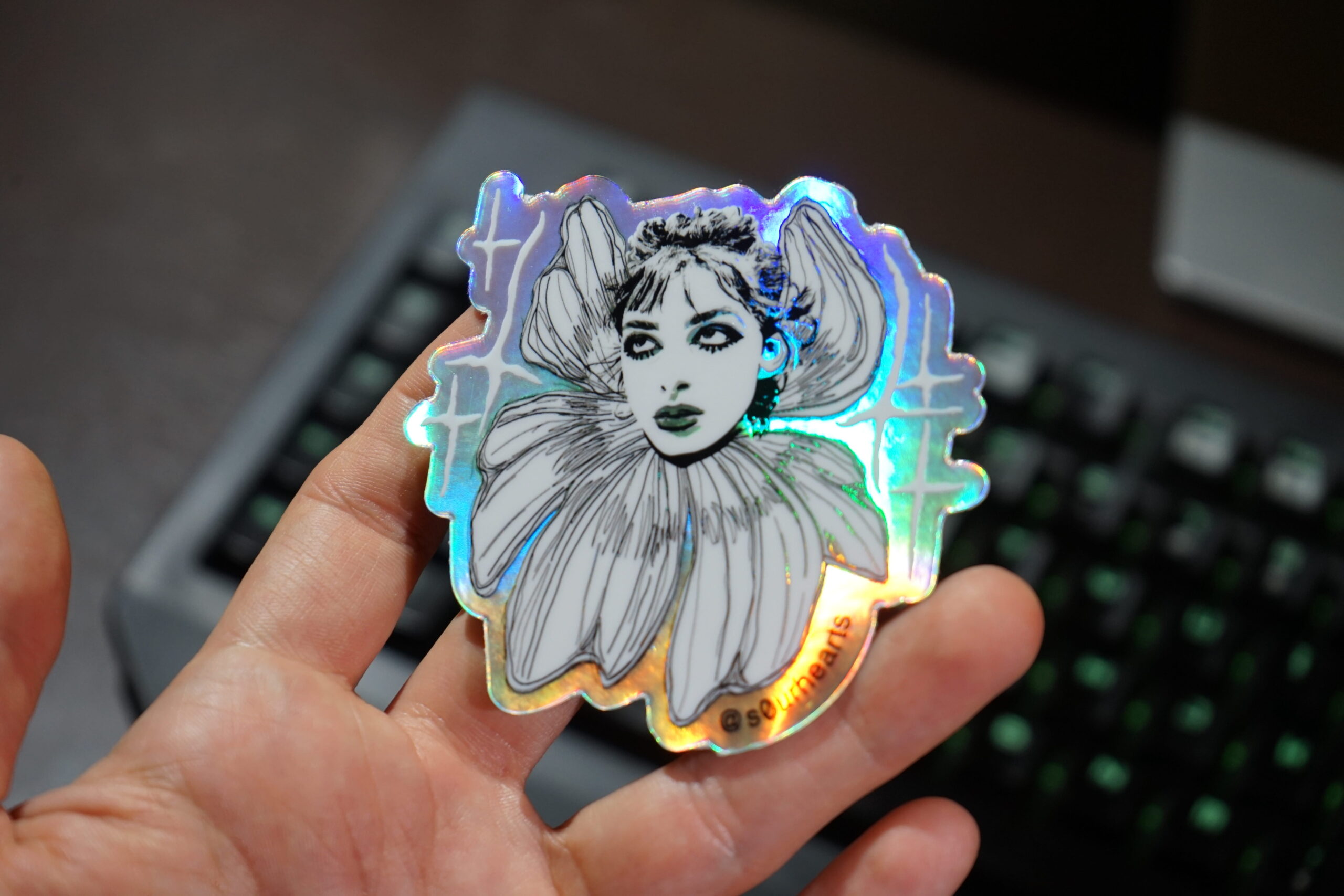 Flower Girl Illustrated Holographic Sticker 3" - Image 3