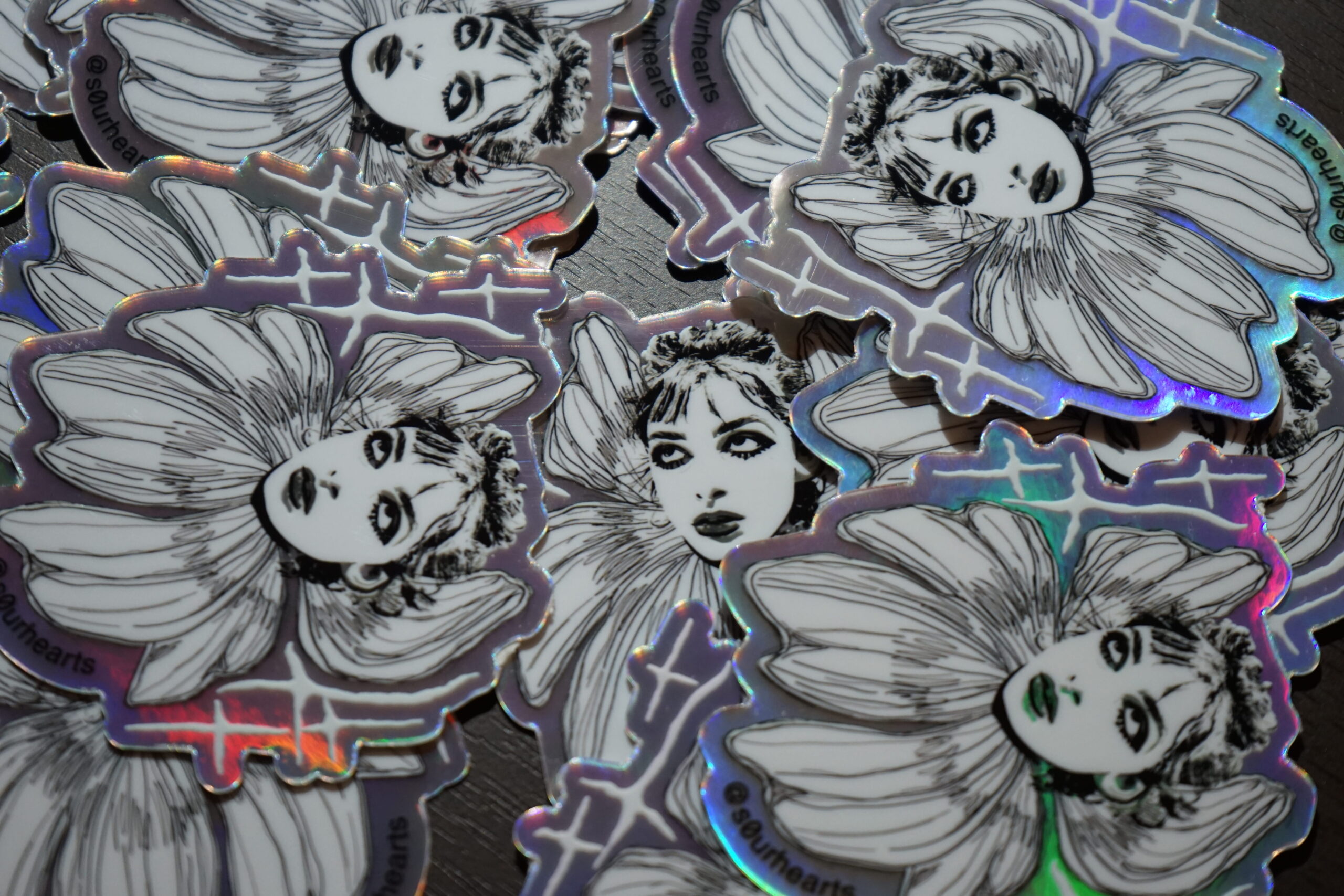 Flower Girl Illustrated Holographic Sticker 3" - Image 5
