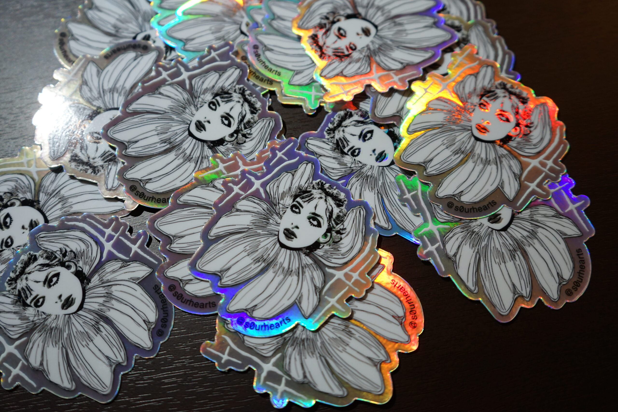 Flower Girl Illustrated Holographic Sticker 3" - Image 6