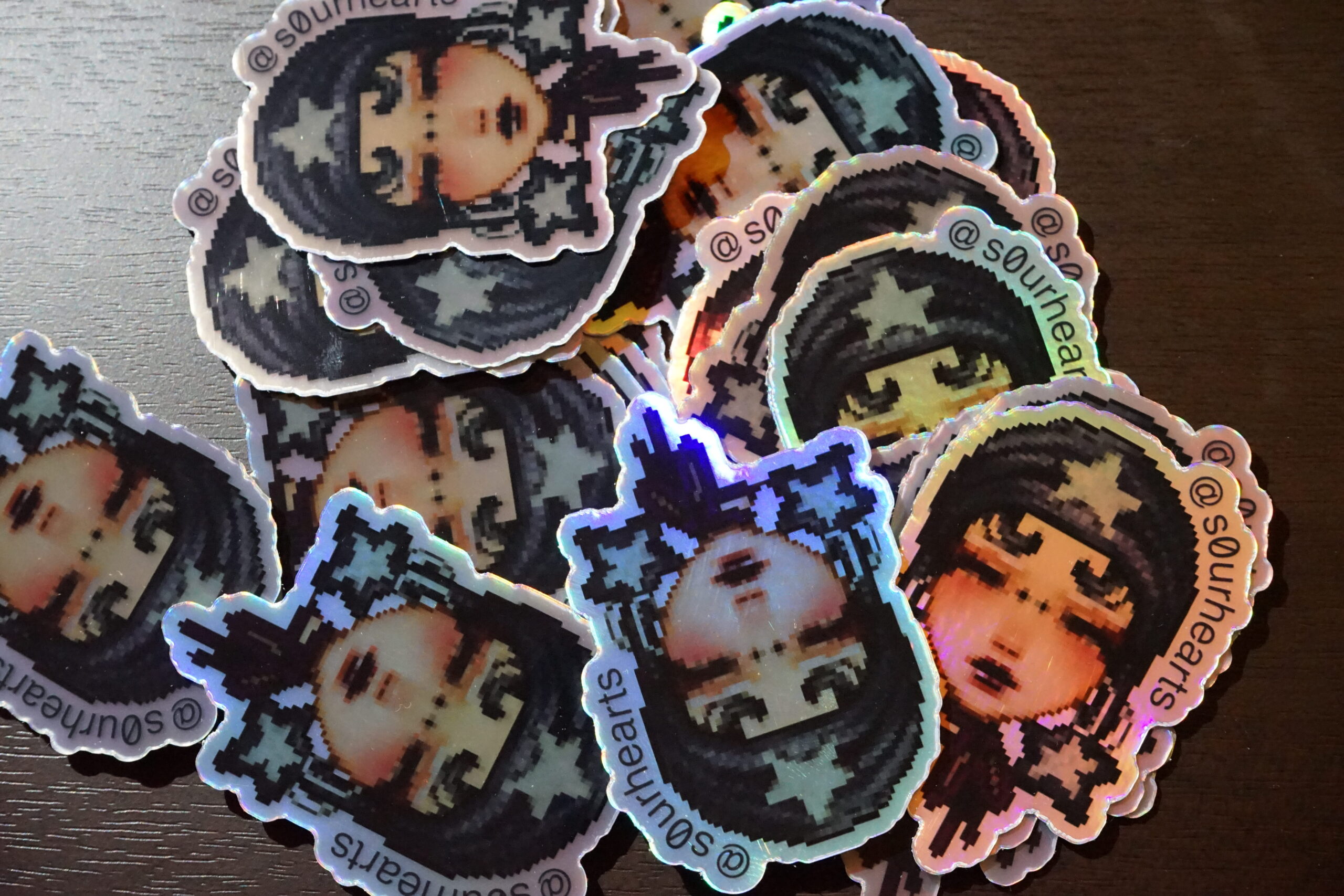 Gothic Pixel Girl Holographic Vinyl Sticker 3" - Image 4