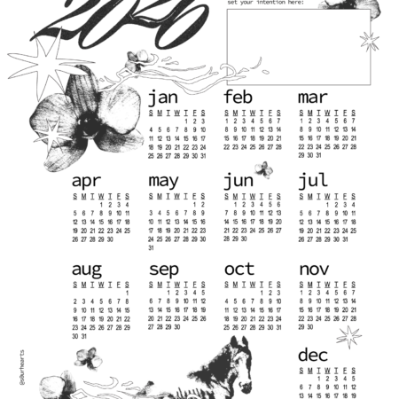 orchid horse 2026 calendar - free digital download